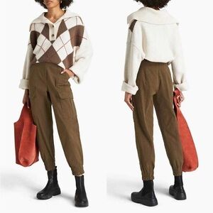 Cinq a Sept Kelly High Rise Cargo Pant Joggers 00 Brown cropped high waist